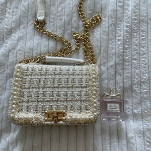 Cross—body tweed purse bag